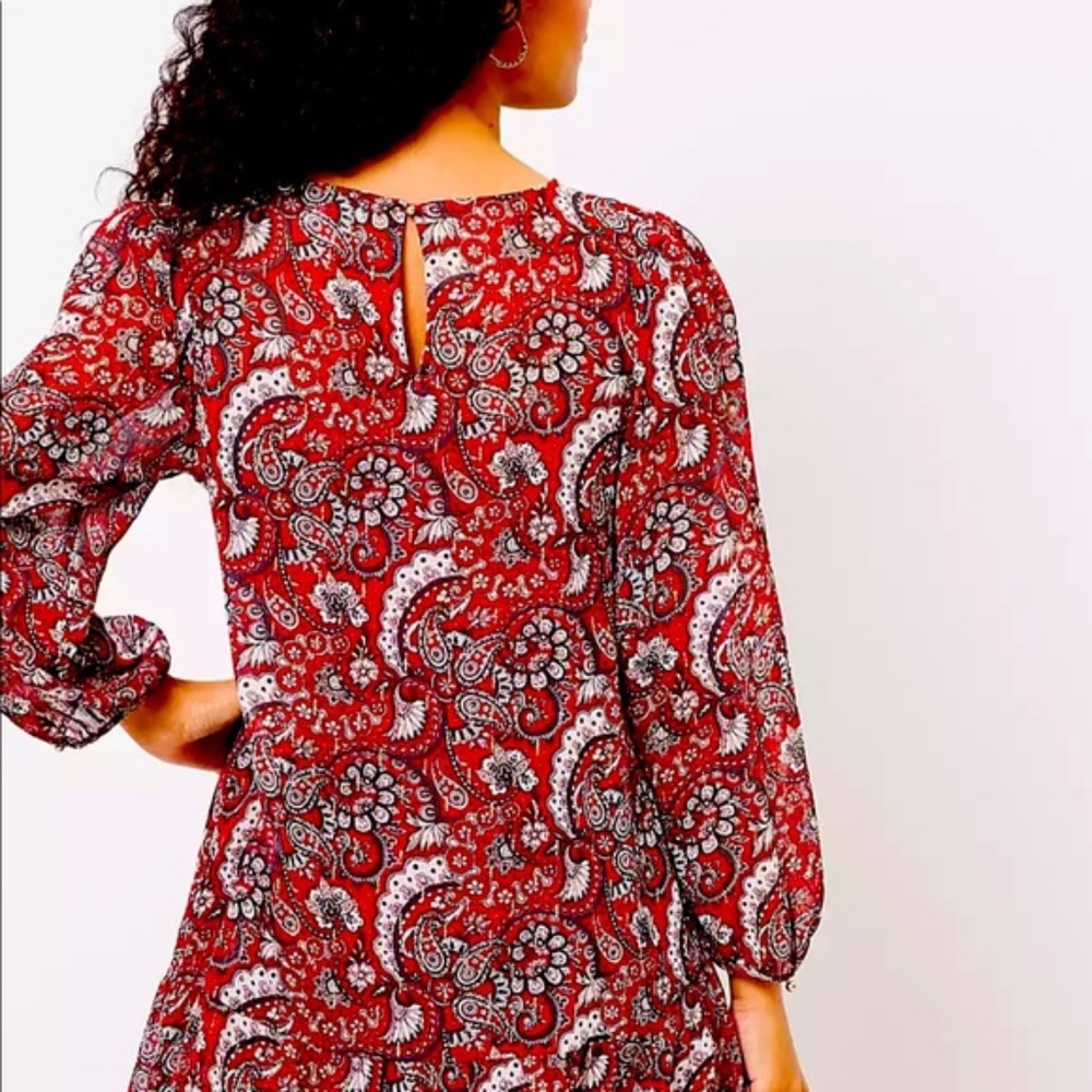 Shimmer Paisley Flounce Dress NWT Size XS - Picture 3 of 6